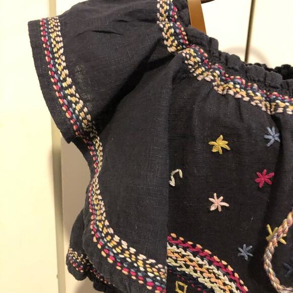 BANJARA Cotton Embroidered Navy Blue Boho Sheath Dress Women's Size S - Picture 4 of 8